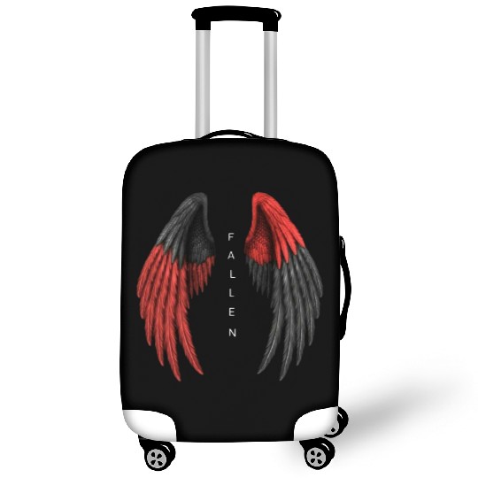 Red and Black Angel Wings Illustration Luggage Covers