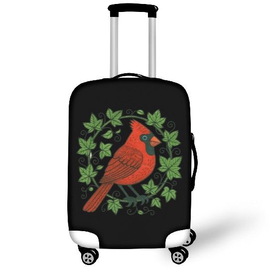 Vibrant Cardinal Amidst Ivy Leaves Luggage Covers
