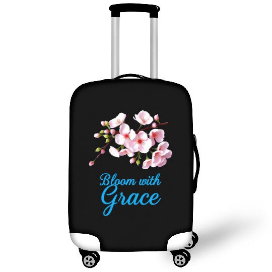 Cherry Blossom Bloom with Grace Text Luggage Covers