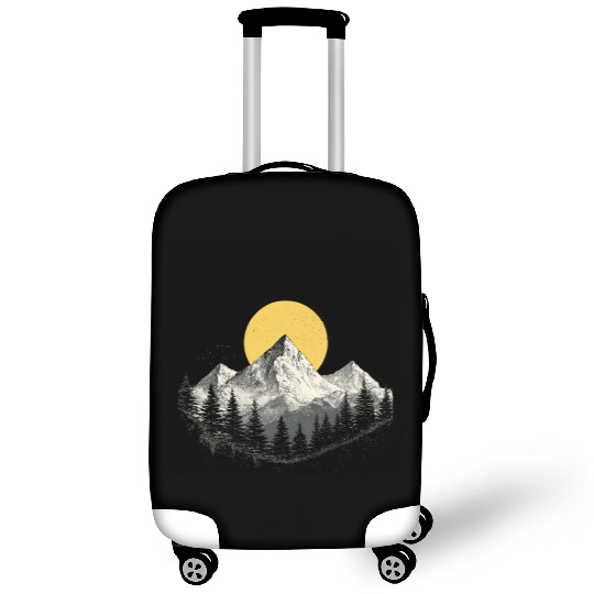 Mountain Silhouette with Full Moon Luggage Covers