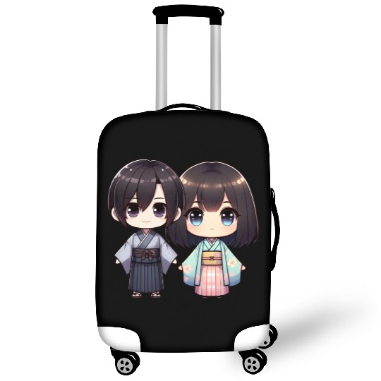 Chibi Kawaii Traditional Kimono Duo Luggage Covers