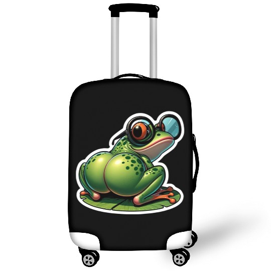 Colorful Frog with Sunglasses and Headphones Luggage Covers
