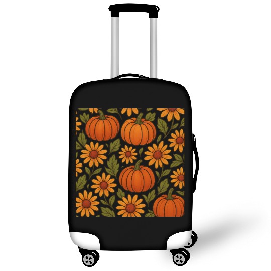 Autumn Pumpkin and Daisy Pattern Luggage Covers