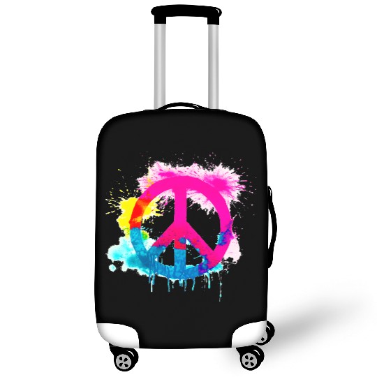 Peace sign neon colors groovy spray paint splatter Luggage Covers