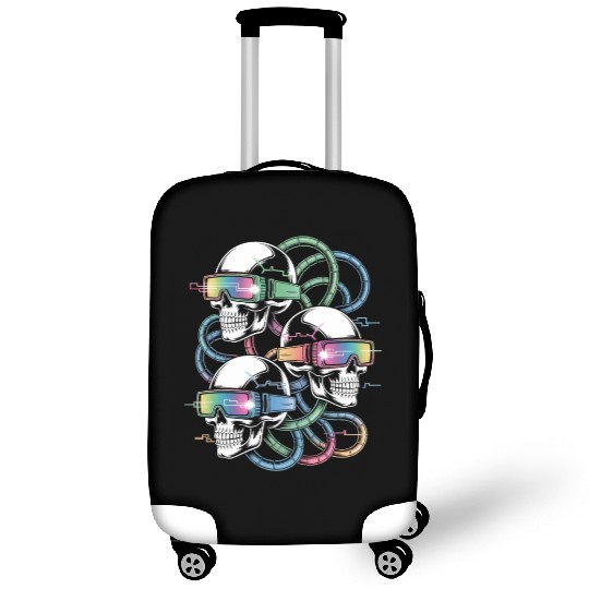 VR Skeleton Head Circuit Vision Streetwear Luggage Covers