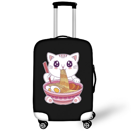 Cute Kawaii Cat Eating Ramen  Luggage Covers