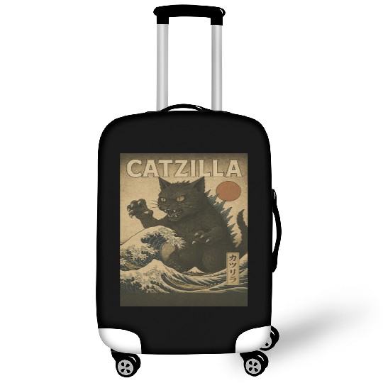 Ukiyo-e Catzilla Retro Japanese Monster Cat Luggage Covers