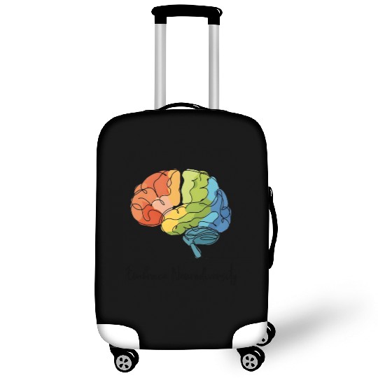 Embrace Neurodiversity - Line Art Rainbow Brain Luggage Covers