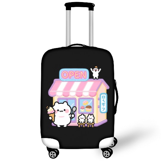 Kawaii Cat Ice Cream Shop Illustration Luggage Covers