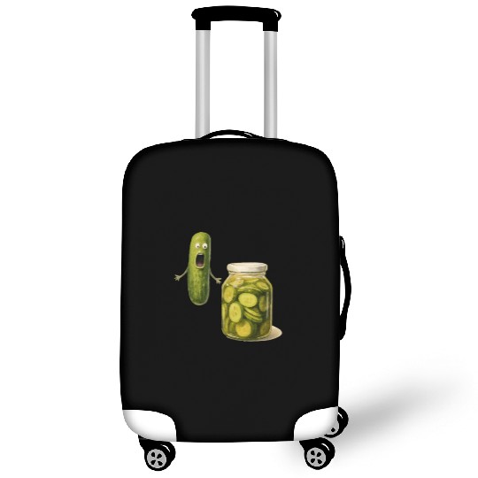 Whimsical Pickle Cucumber Character Luggage Covers