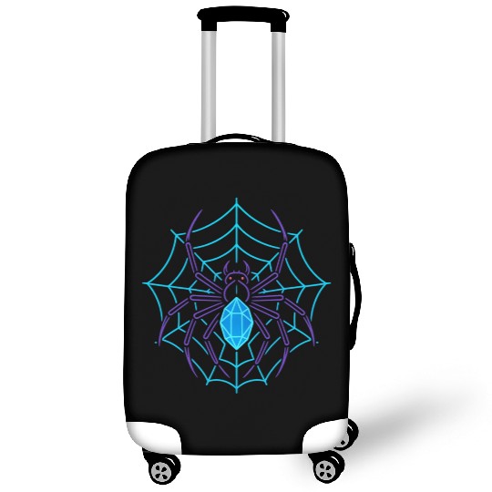 Neon Geometric Spider and Web Design Luggage Covers