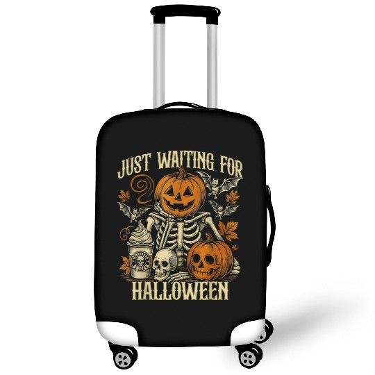 Just Waiting For Halloween Skeleton Spooky Season Luggage Covers
