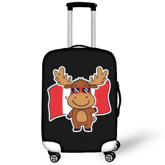Playful Moose with Canadian Flag Luggage Covers