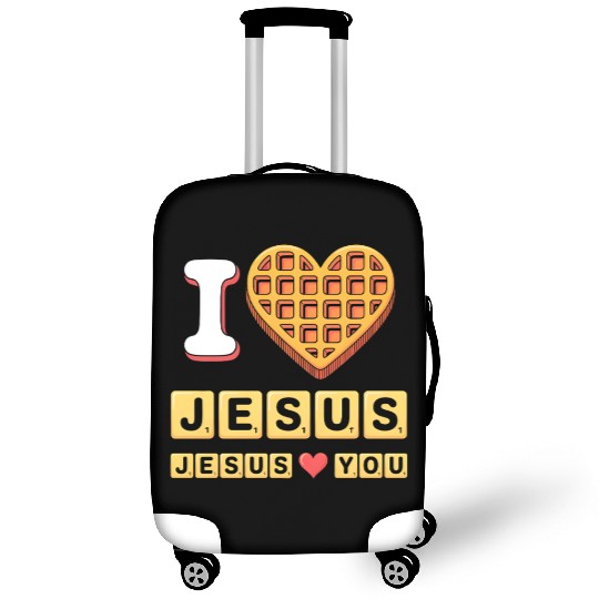 I Love Jesus Christian Breakfast Waffle Heart Luggage Covers