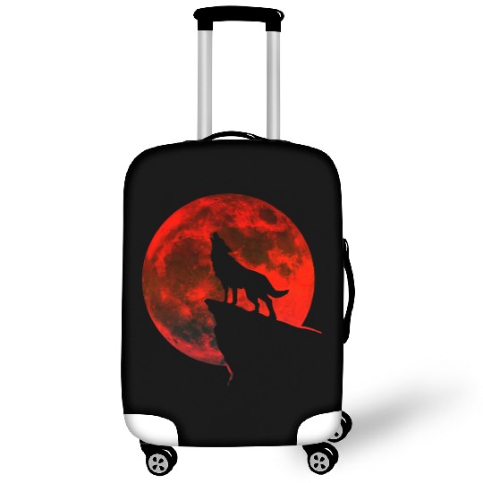 Howling wolf full blood moon space galaxy gift dog Luggage Covers