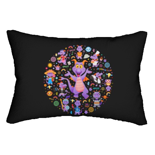 Disney Epcot Figment Lumbar Pillows, Epcot Figment Lumbar Pillows, Floral Epcot Lumbar Pillows