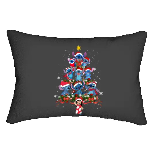 Disney Christmas Lilo and Stitch Christmas Tree Portrait Lumbar Pillows