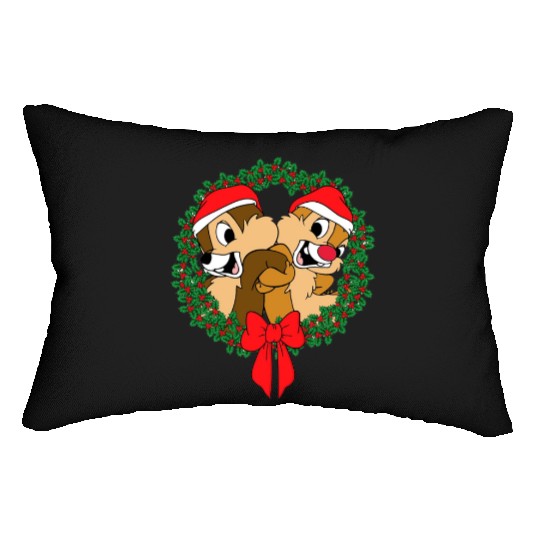 Disney Chip and Dale Christmas Wreath Lumbar Pillows, Disney Chip