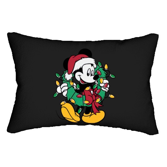 Disney Mickey Mouse Christmas Lights, Christmas Wreath Lumbar Pillows