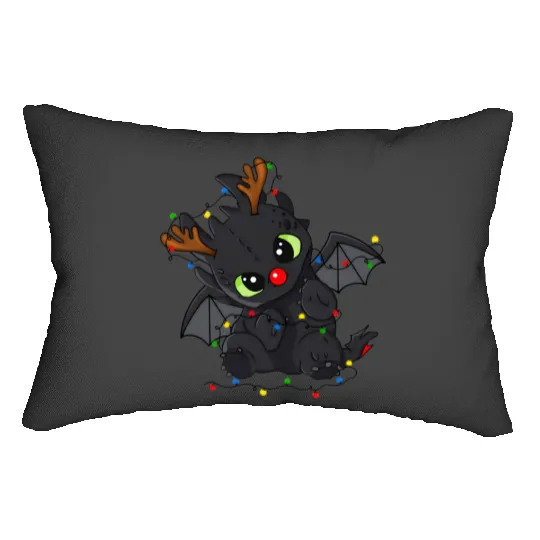 Disney Toothless Christmas Lights Lumbar Pillows