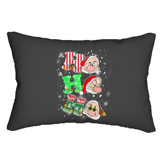 Ho Ho Ho Grumpy Dwarf Christmas Light Lumbar Pillows, Snow White and Seven Dwarfs Disneyland Lumbar Pillows