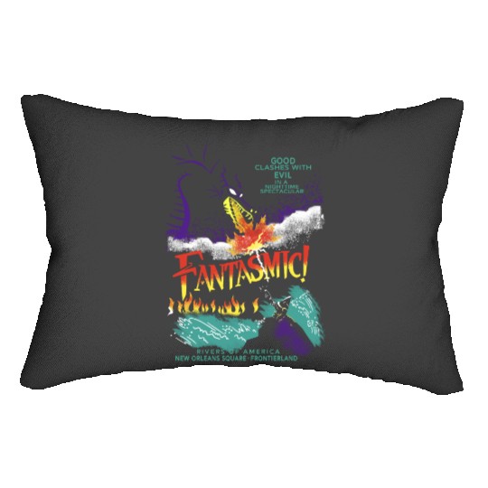 Retro Fantasmic Maleficent Dragon And Sorcerer Mickey Lumbar Pillows, Fantasia Disney Lumbar Pillows