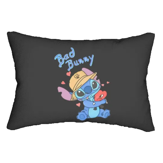 Stitch Bad Bunny Lumbar Pillows, Disney Bad Bunny Lumbar Pillows, Lilo and Stitch Lumbar Pillows
