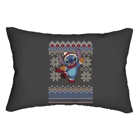 Discover Disney Lilo Stitch Christmas Stitch Ugly Sweater Style Long Sleeve Lumbar Pillows