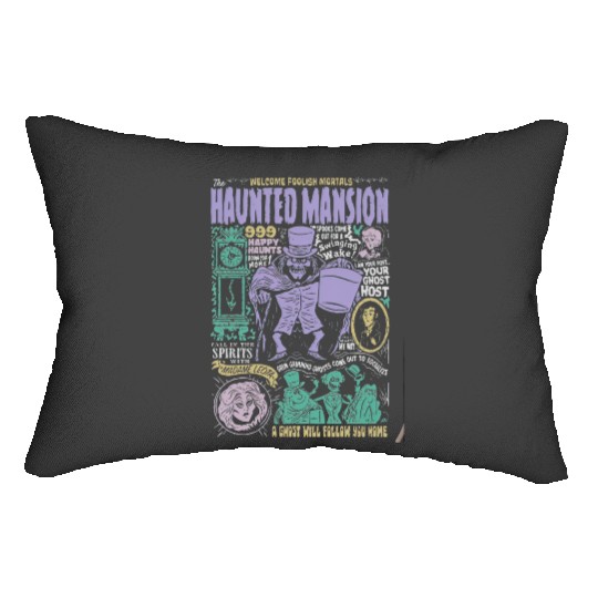 Vintage Retro The Haunted Mansion Disneyland Halloween Spooky Month Spooky Season Lumbar Pillows