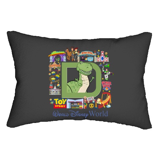 Vintage Toy Story Rex  Lumbar Pillows, Discoveryland Lumbar Pillows, Disneyland Lumbar Pillows, Disney Pixar Lumbar Pillows