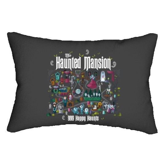 Retro The Haunted Mansion Map Lumbar Pillows, Vintage Disney Halloween Lumbar Pillows