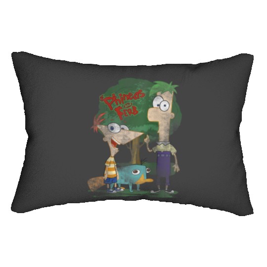 Disneys Phineas And Ferb Hanging Out With Perry Distressed Lumbar Pillows
