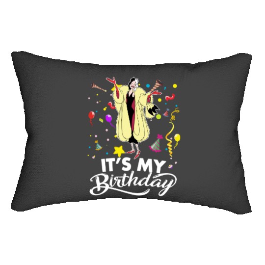 Disney Villains Cruella It's My Birthday Holiday Birthday Party Lumbar Pillows