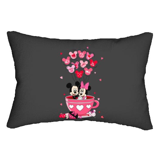 Mickeys and Minnies Mouse Valentine Balloon Tea Cup Shirt , Disneys Valentine's Day Lumbar Pillows