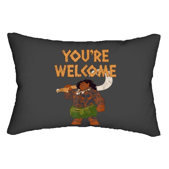 disneys Moana Maui Confident Pose You're Welcome Retro Logo  gifts Lumbar Pillows