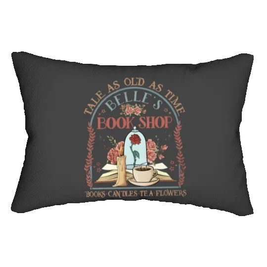 Vintage Retro Tale as old as time Belle's Book shop Lumbar Pillows, Disney Princess