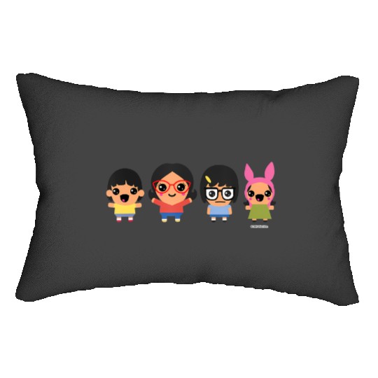 bobs burgers chibi kawaii linda gene tina and louise Lumbar Pillows