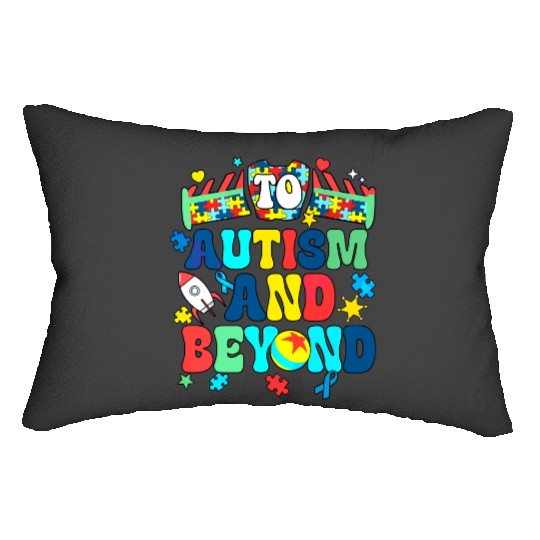 Buzz Lightyear and Woody To Autism and Beyond , Disney Toy Story Autism Awareness Tee, Puzzle Piece , Disneyland Family Trip Lumbar Pillows