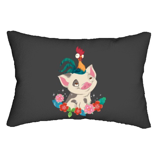 Disney Moana Hei Hei Rooster Pua Flowers Sketch Portrait Lumbar Pillows