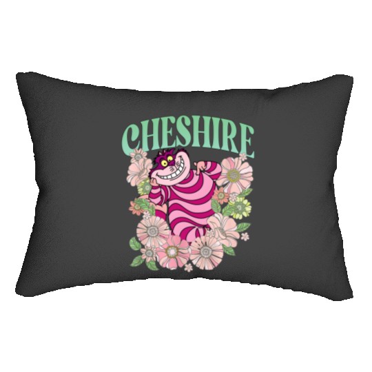 Retro Cheshire Cat Floral Lumbar Pillows, Alice In Wonderland Lumbar Pillows, Disney Cats Lumbar Pillows