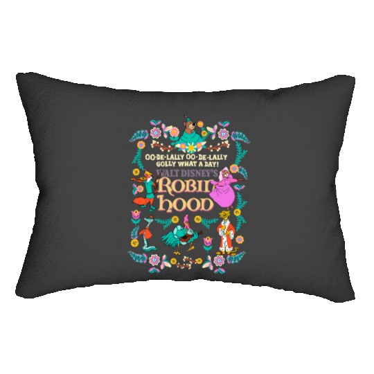 Vintage Disney Robin Hood Floral Lumbar Pillows, Disney Family Trip 2024 Lumbar Pillows