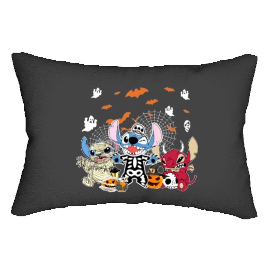 Stitch Scream Holding Balloons Color Lumbar Pillows, Disney's Lilo And Stitch Halloween Lumbar Pillows