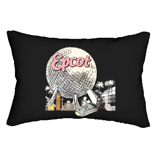 Disney Epcot  Lumbar Pillows, Epcot World Tour Lumbar Pillows, Epcot Center 1982 Lumbar Pillows