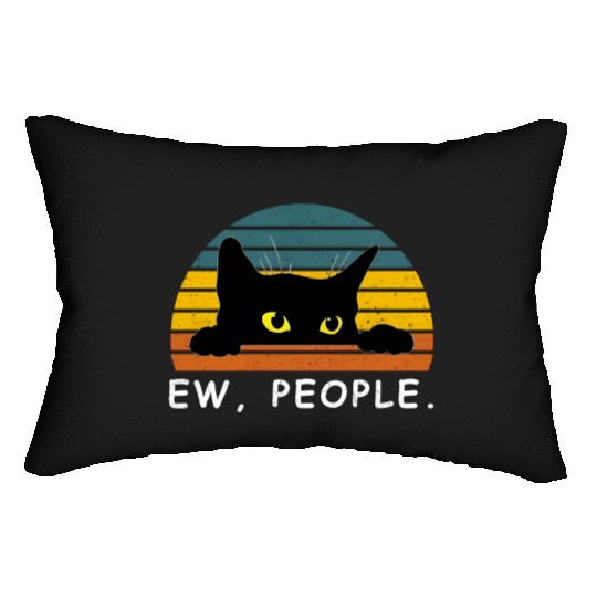 Black Cat Lumbar Pillows Funny Ew People Cat Lovers Lumbar Pillows