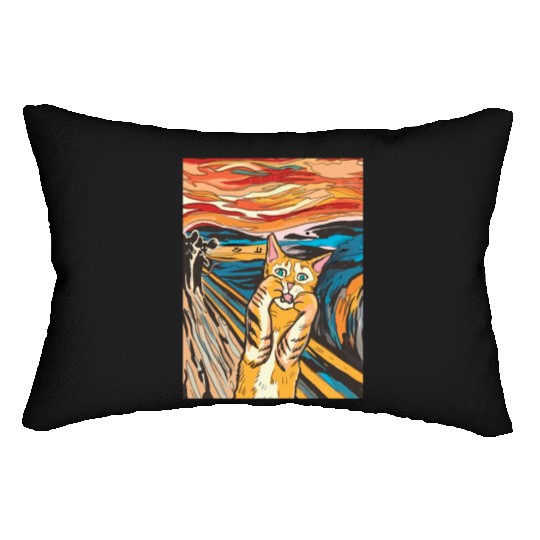 The scream of the cat Lumbar Pillows
