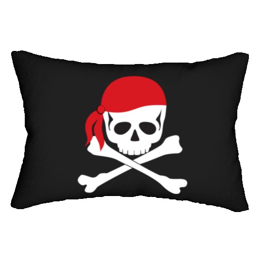 White Skull & Crossbones Lumbar Pillows