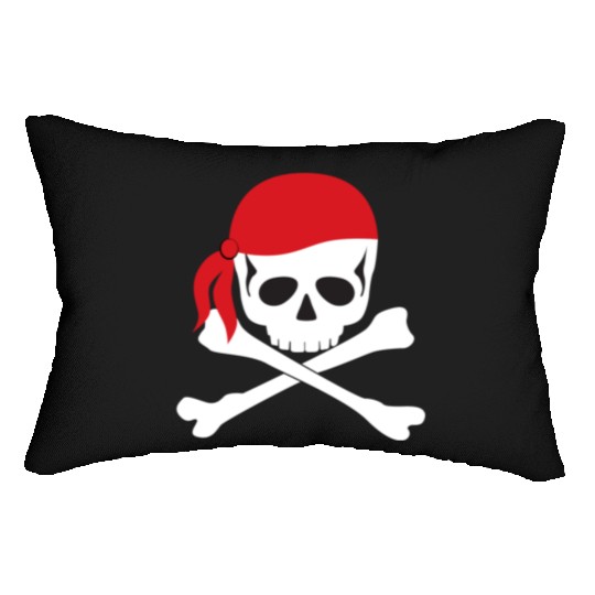 White Skull & Crossbones Lumbar Pillows