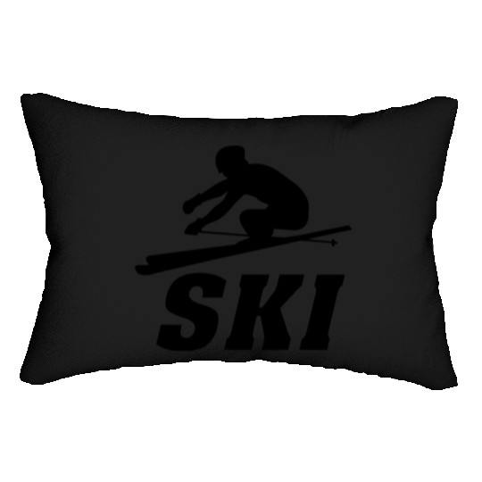 Ski, ski, skiing, après ski, freeski, winter Lumbar Pillows