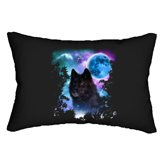 Black Wolf MidNight Forest Lumbar Pillows