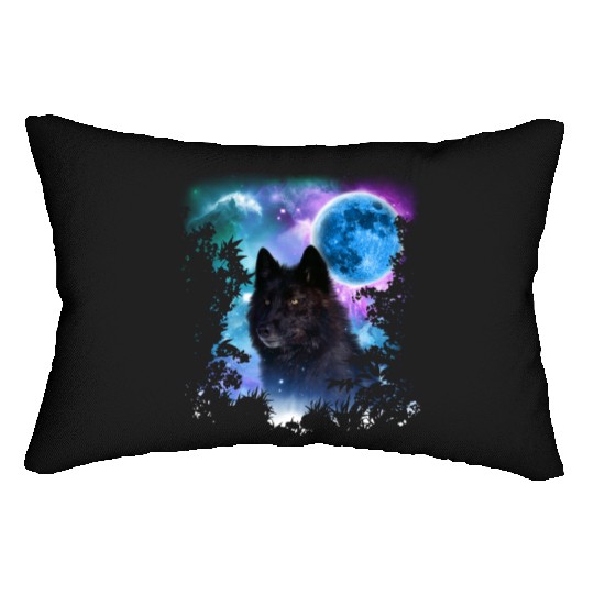 Black Wolf MidNight Forest Lumbar Pillows